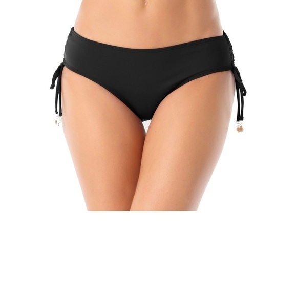 Anne Cole Alex Solid Side Tie Adjustable Bikini Swim Bottom, Black - Picture 5 of 14